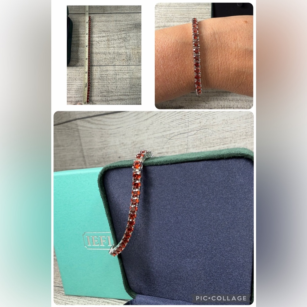 Tennis Bracelet for Women - Size 6.5" Sterling Silver Birthstone Bracelet Garnet